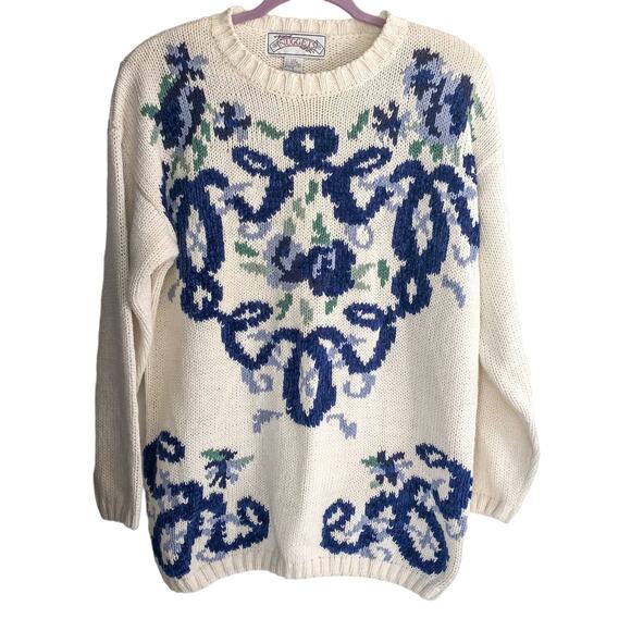 Nuggets Vintage Floral Knit Sweater Cottagecore - Picture 1 of 6